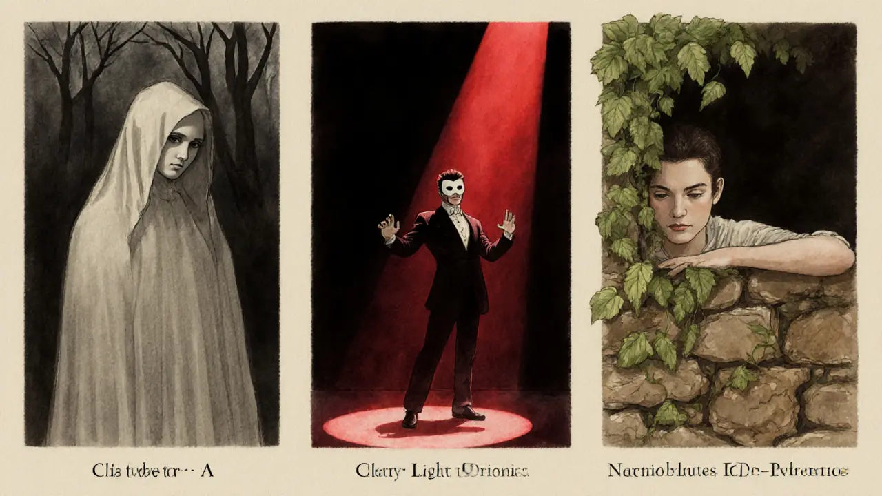 Triptych ukazuje tři klasifikační klastry: podivíny, afektované a úzkostné typy.