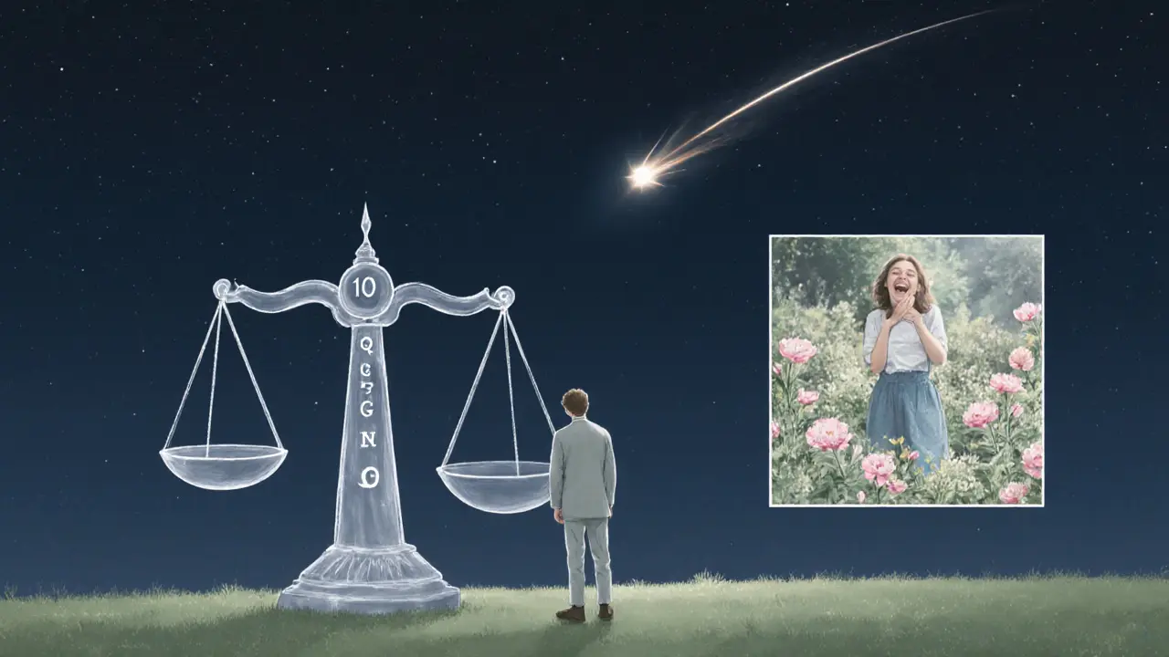 Zázračná otázka pod hvězdnou oblohou, škála 0‑10 a moment výjimek v ilustraci.