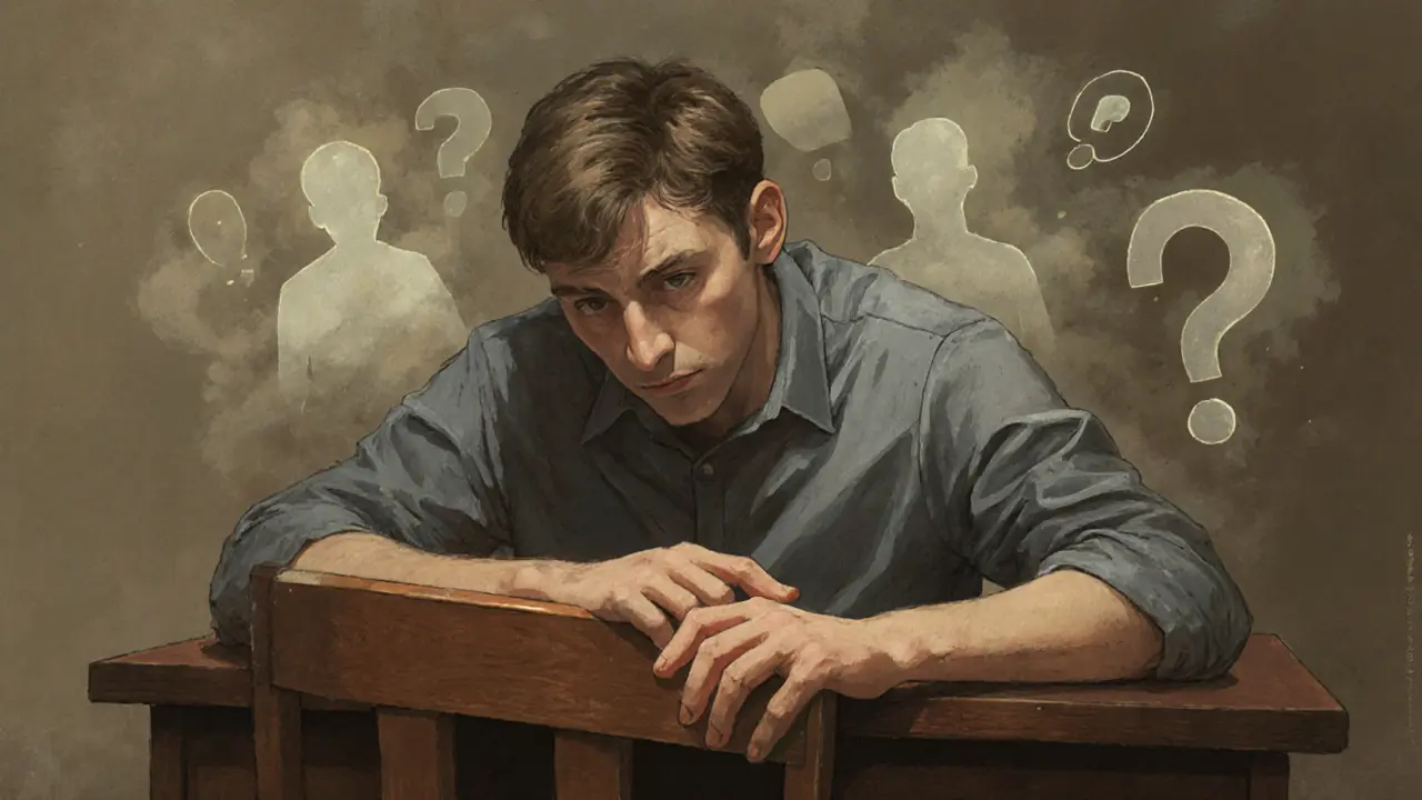 Osoba ve fázi shutdownu s příznaky přetížení, v pozadí rozplývající se podněty.