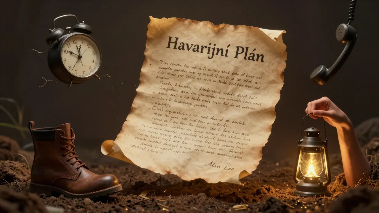 Papírový plán s ikonami podpory, telefonu, boty a lampionu visí ve vzduchu.