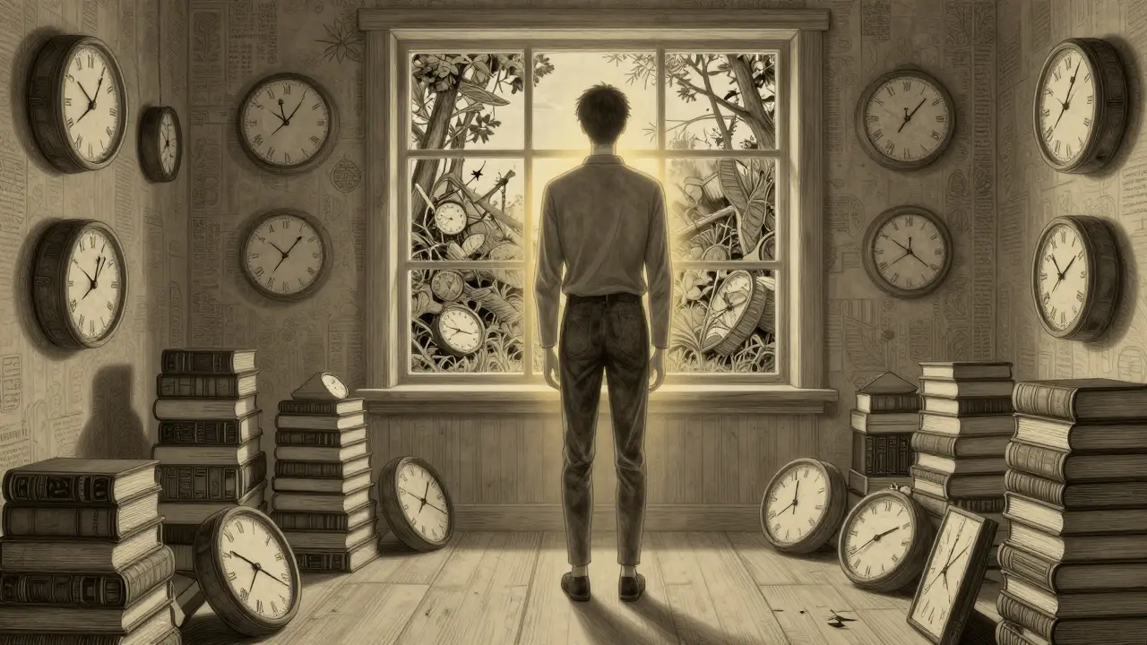 Rigidní postava v dokonale uspořádaném prostředí s výrazným pocitem kontroly.