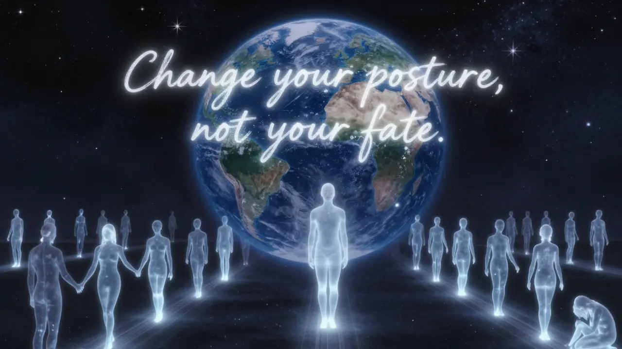 Lidé na Zemi následují různé cesty ke smyslu, zatímco jeden z nich naslouchá vnitřnímu hlasu.