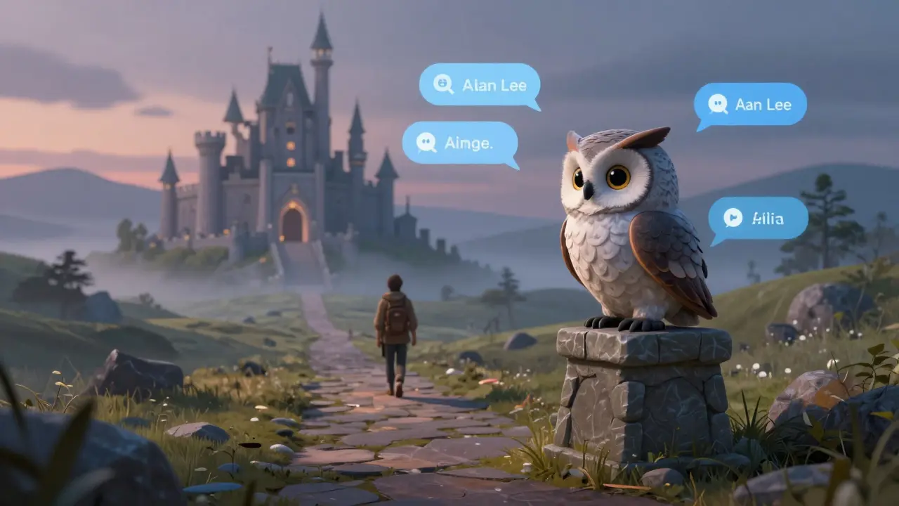 Moudrá sova jako chatbot vedoucí cestu k pomoci