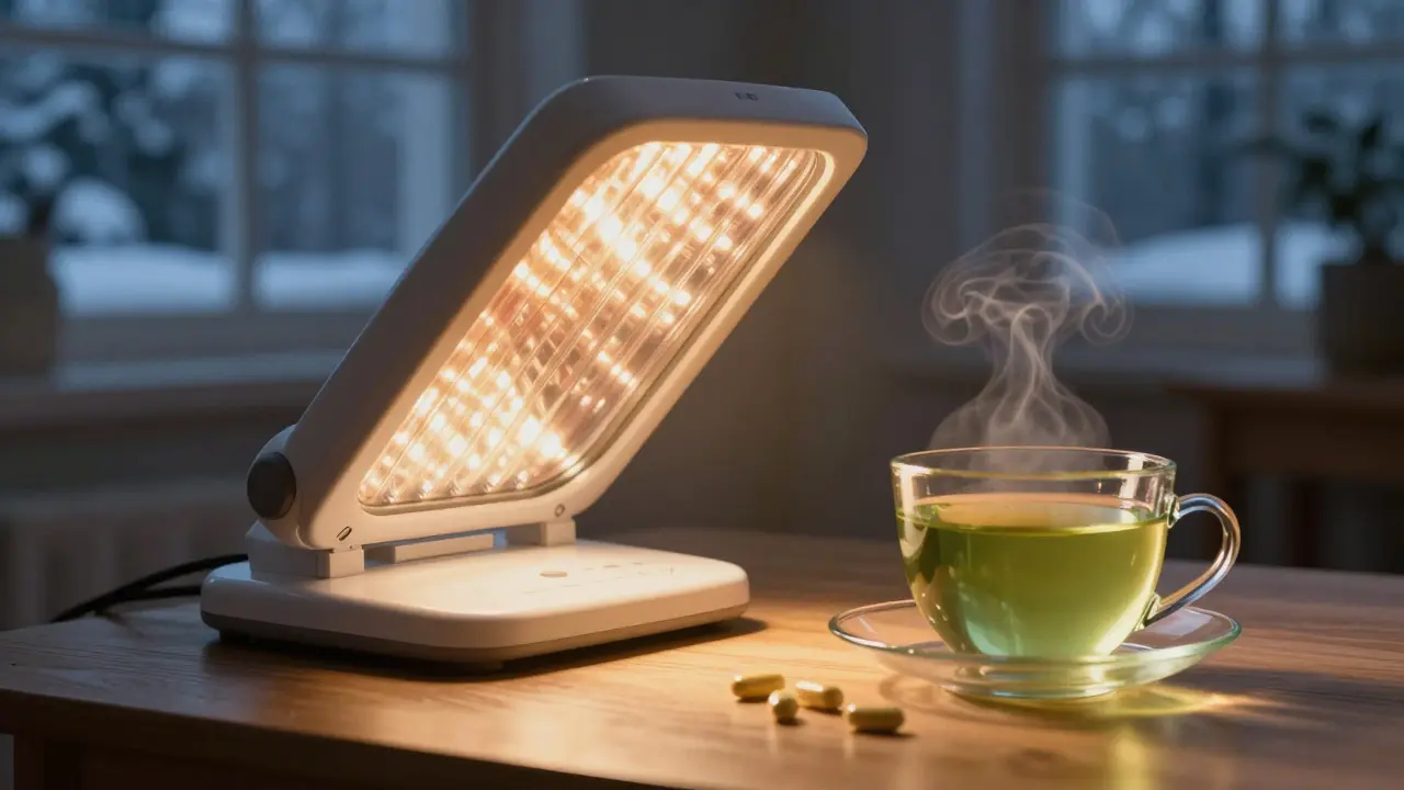 Světelná lampa na terapii s teplým světlem proti stínu