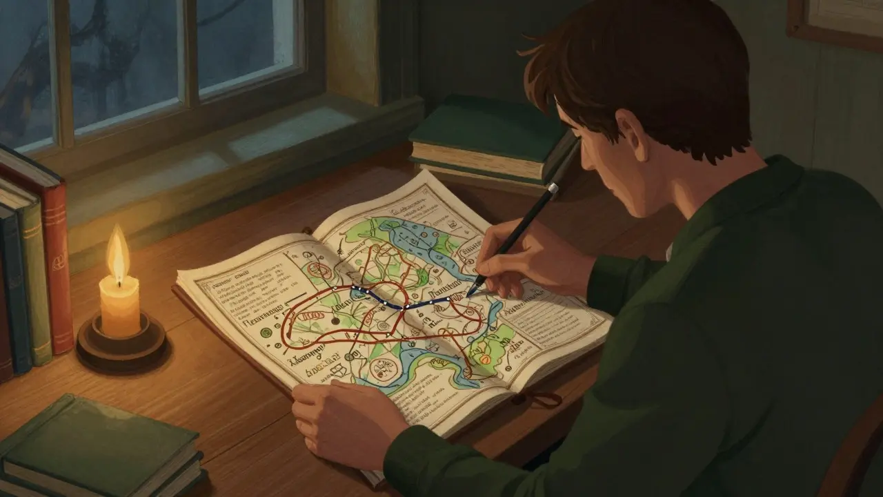 Člověk plánující strategii zotavení u stolu s mapou rizik