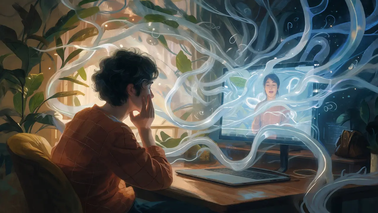 Magická vizualizace digitálního spojení během online terapeutického hovoru
